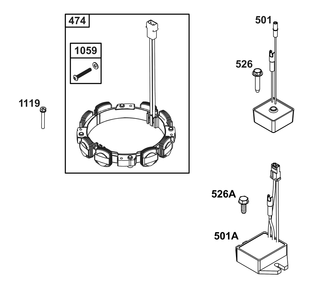 Alternator Group Diagram and Parts List for 356777-0155-B5 200000 - 399999 Briggs and Stratton Engine